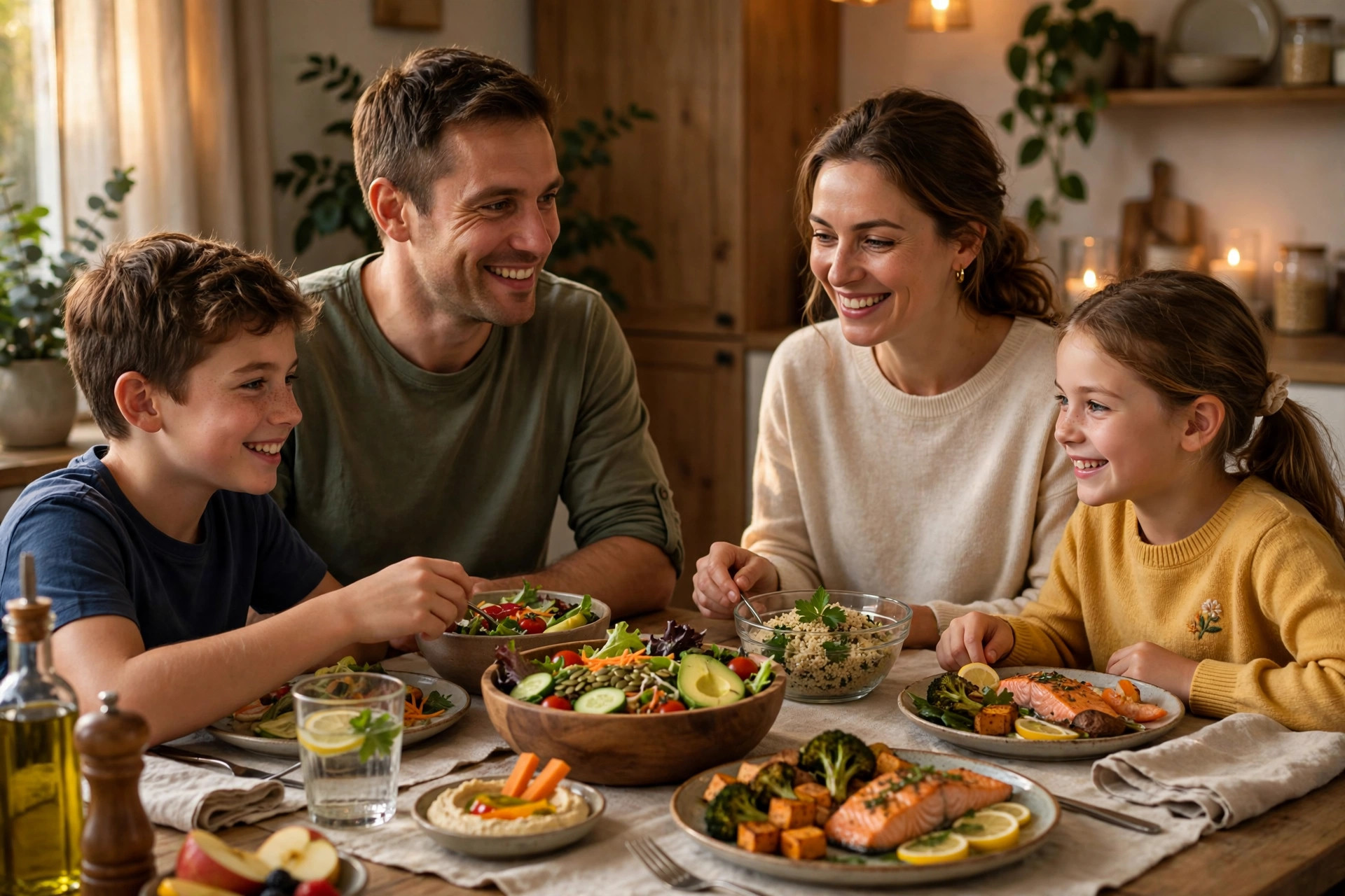 Family sharing a healthy meal at the table