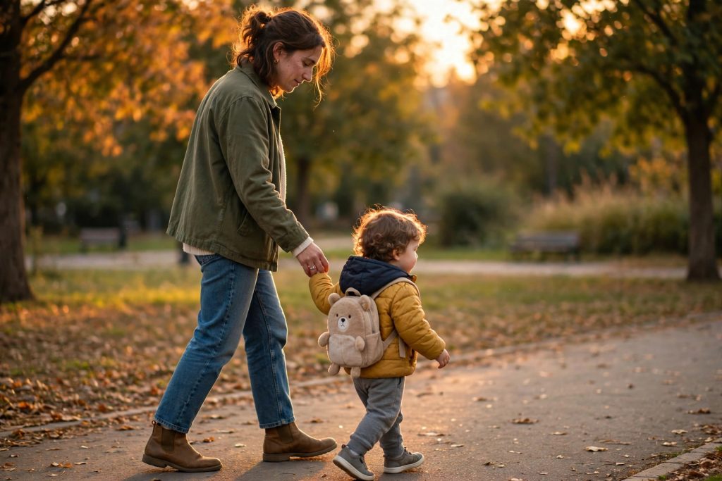 Parent gently guiding a toddler while setting loving boundaries
