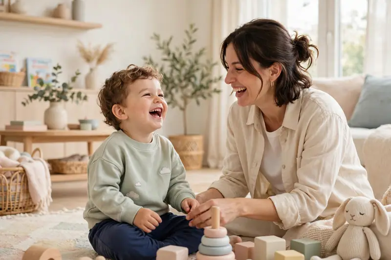 Happy toddler playing with parent